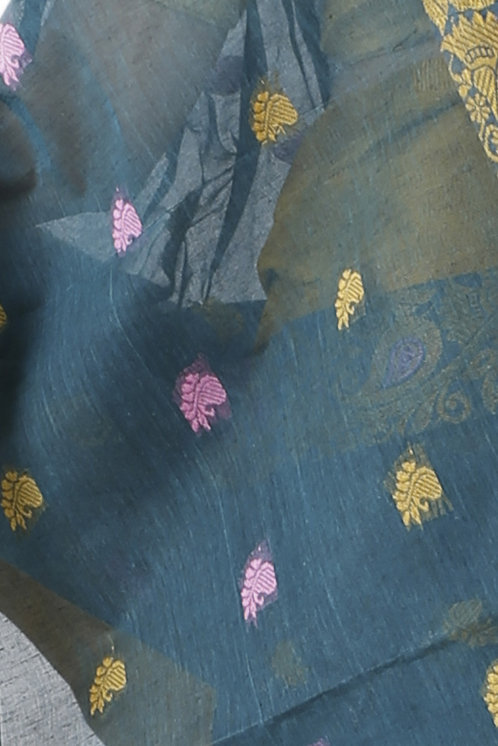 Dark Green Pure Cotton Srimati Tant Saree (1090)